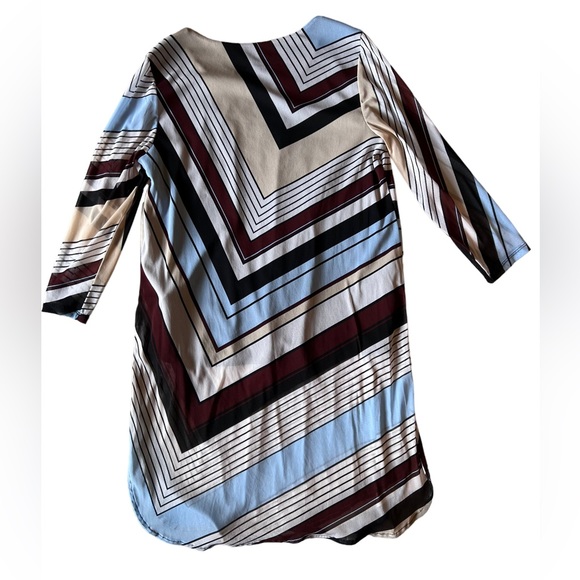 Alfani Women's Chevron Striped Tunic Size M Blue Side Angle Stripe - Picture 4 of 12
